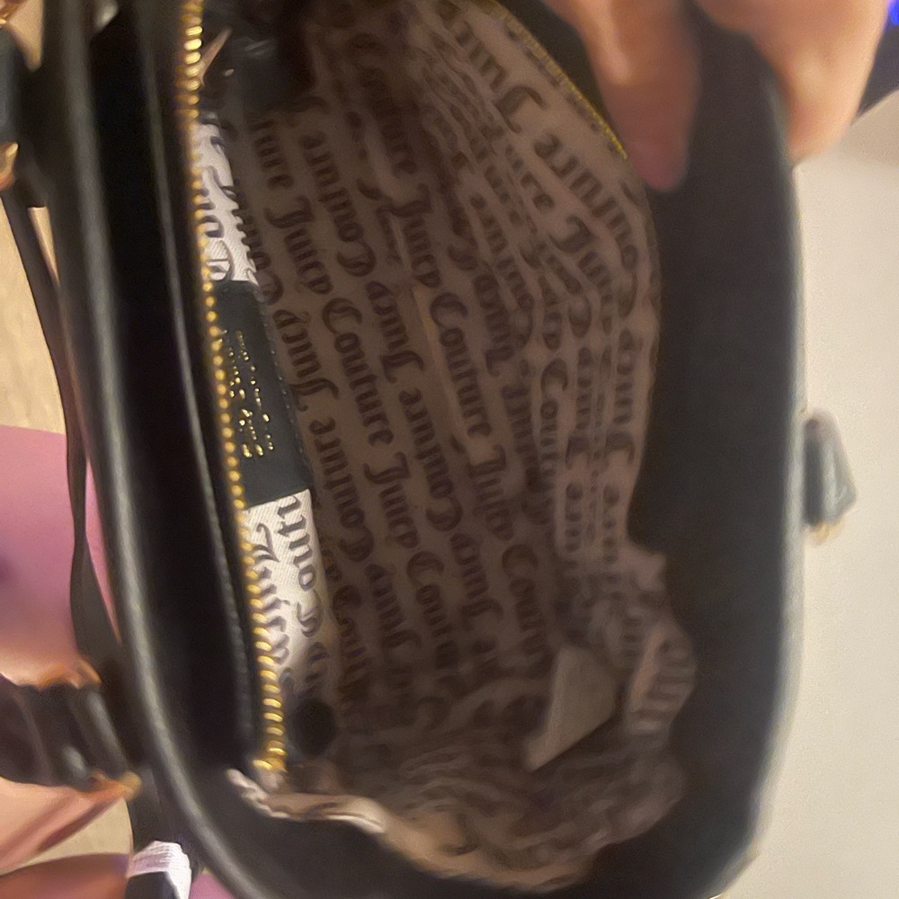 Juicy Couture Black & Beige Logo Tote Satchel with Gold Hardware - Picture 3 of 4